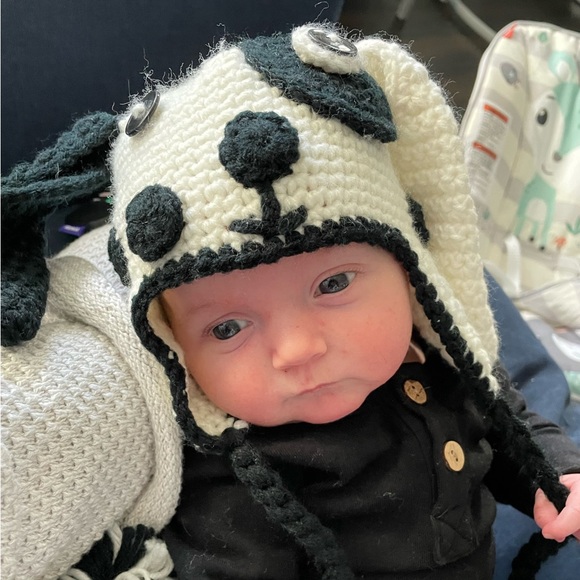 EUC The Daisy Baby (Boutique Brand) Panda Knit Hat - Picture 2 of 3